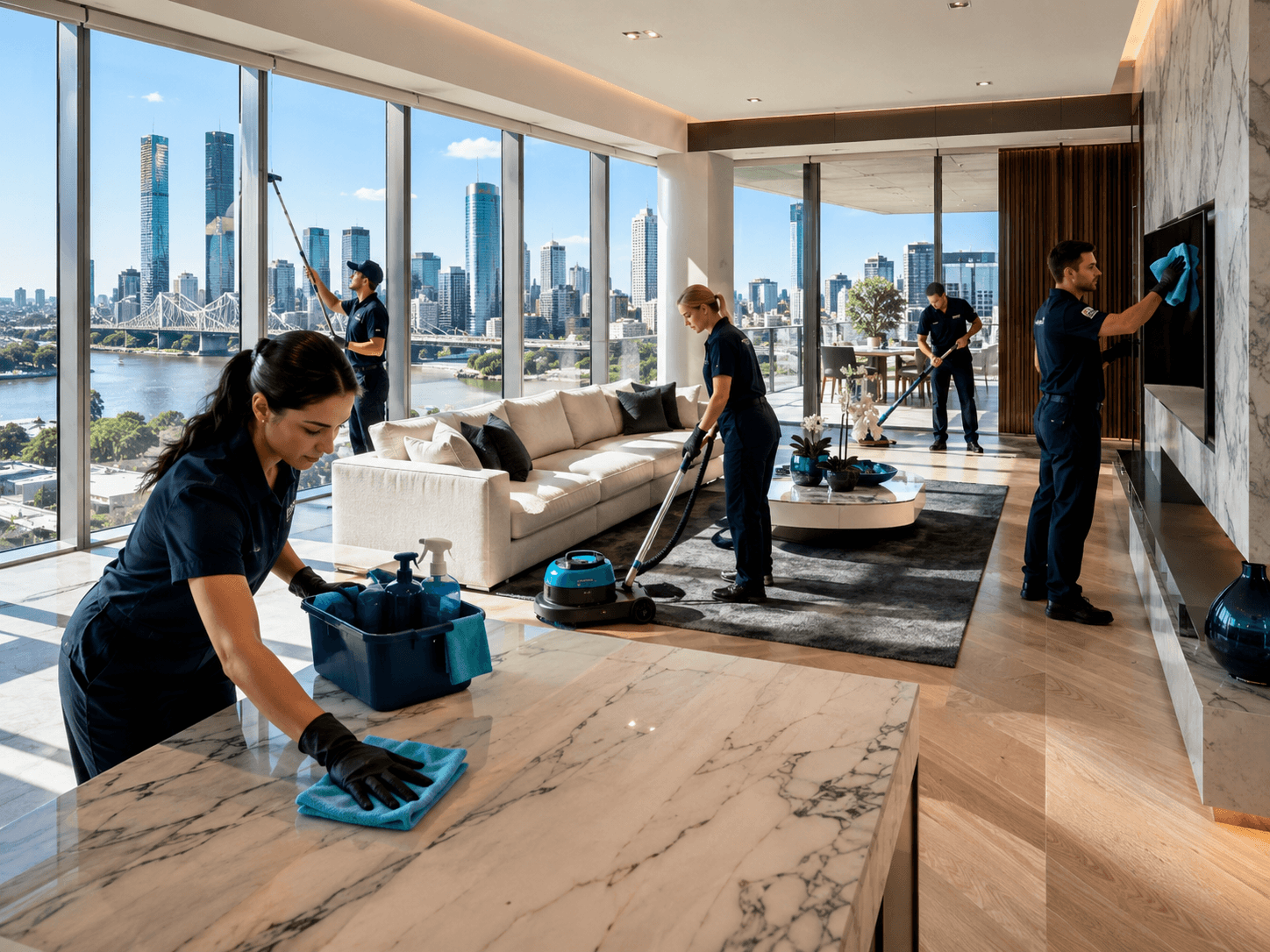 Tangora team performing detailed whole-home cleaning